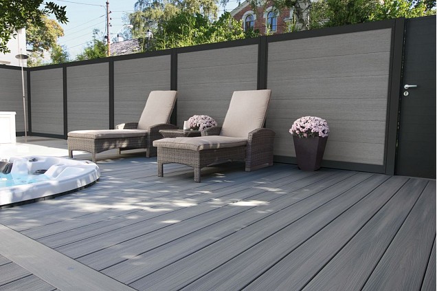 WPC Premium fence board Dark Grey 21x310mm (wb 300mm) L-178cm