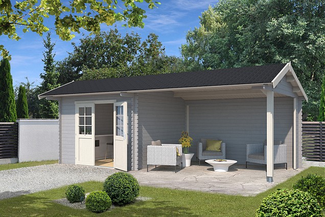 Blokhut Maribel 680x300 Platinum Grey-Wit
