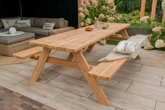Picknicktafel wout, douglas, bladmaat 74x240 cm, onbehandeld.