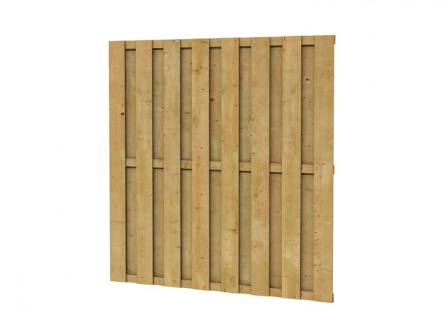 Grenen geschaafd plankenscherm 15-planks 15 mm, 179 x 179 cm, recht, groen geïmpregneerd.