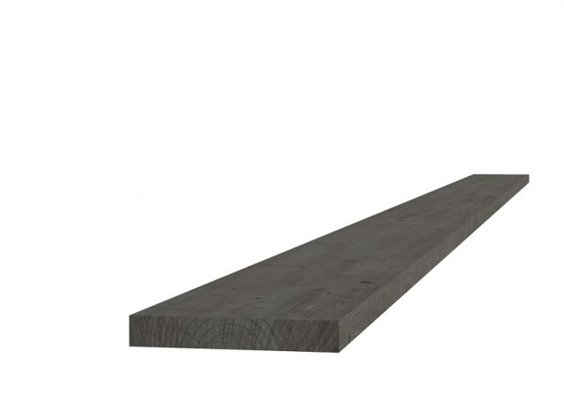 Midden-europees vuren steigerplank 2,9 x 19 x 500 cm, donkergrijs geïmpregneerd.