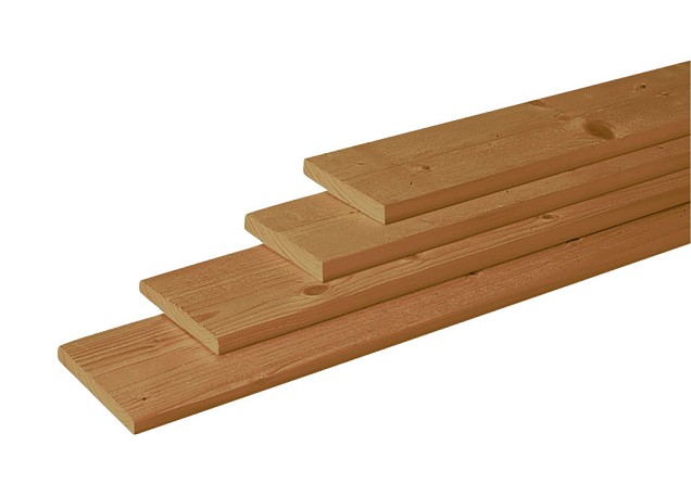 Douglas geschaafde plank 1,6 x 14 x 300 cm, groen geïmpregneerd.