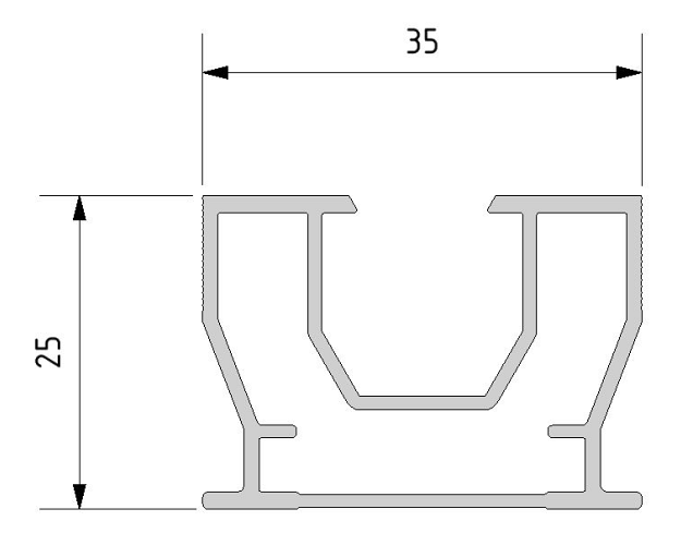 Aluminium balk zwart 4.000x35x25 mm laag