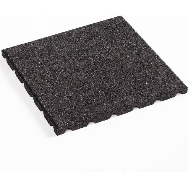 Rubbertegel 50x50x2,5 cm zwart, valh. 80 cm.