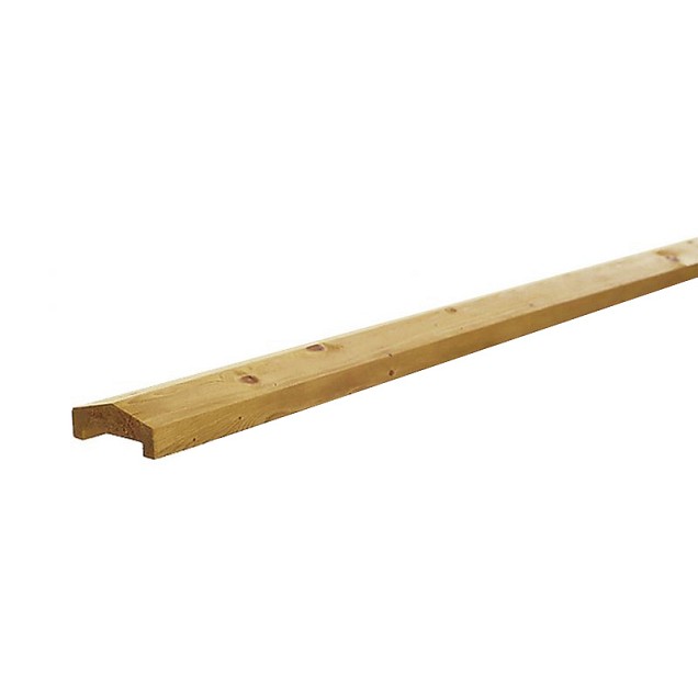Grenen geschaafde afdekkap met sponning (6,2 cm) 3,5 x 8,5 x 180 cm t.b.v. rechtscherm, groen geïmpregneerd.