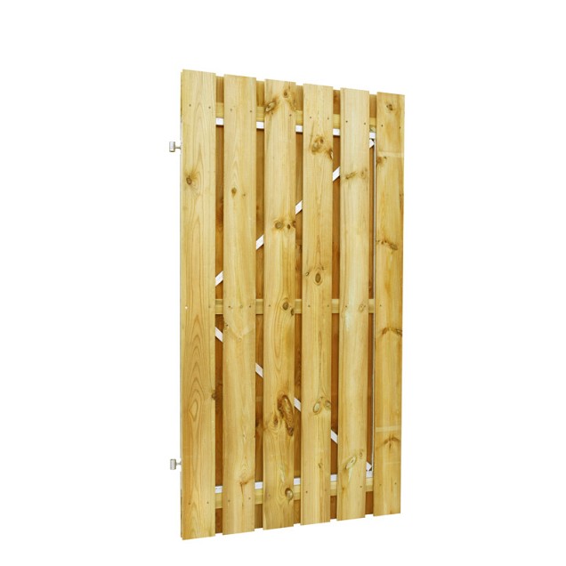 Grenen geschaafde plankendeur op verstelbaar stalen frame 90 x 180 cm, recht, groen geïmpregneerd.