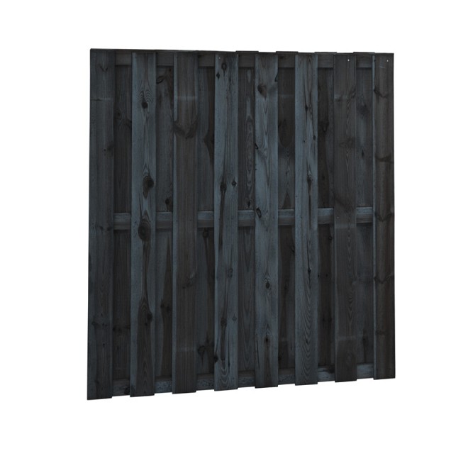 Geïmpregneerd scherm 180x180cm zwart gedompeld planken 15x140mm
