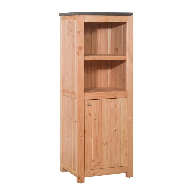 Buitenkeuken enkel 168 Excellent, 168 x 61,5 x 56 cm (HxBxD) met 3 schappen en deuren, onbehandeld.