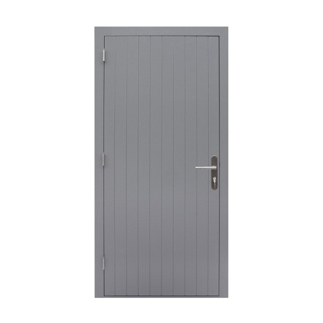 Hardhouten enkele dichte deur Prestige, linksdraaiend, 109 x 221 cm, grijs gegrond.