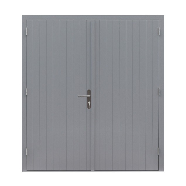 Hardhouten dubbele dichte deur Prestige, 202 x 221 cm, grijs gegrond.