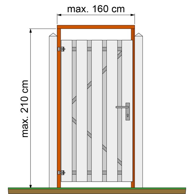 Tuindeurkozijn hardhout met aanslaglat, max. 160 cm breed.