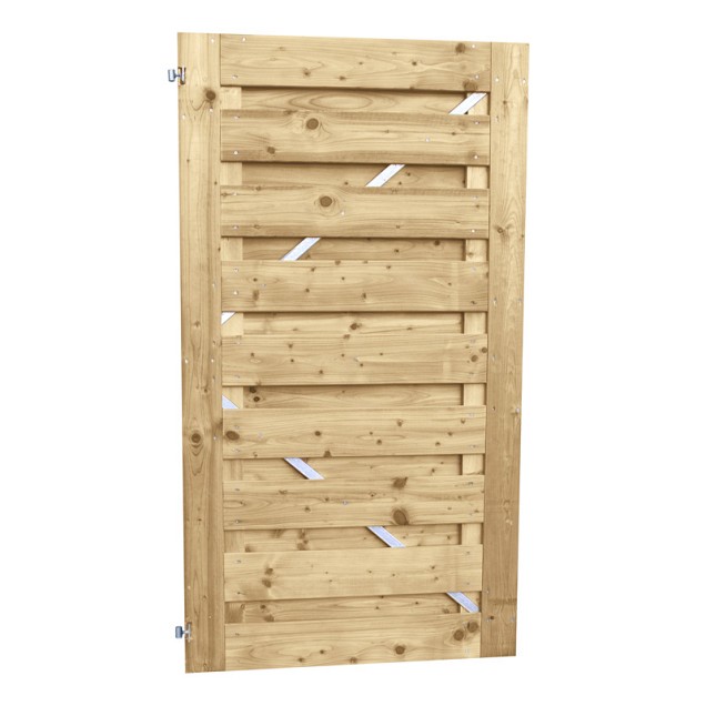 Jumbodeur met slotgat, geschaafd vuren 15 mm op verstelbaar stalen frame 100 x 180 cm, recht horizontaal.
