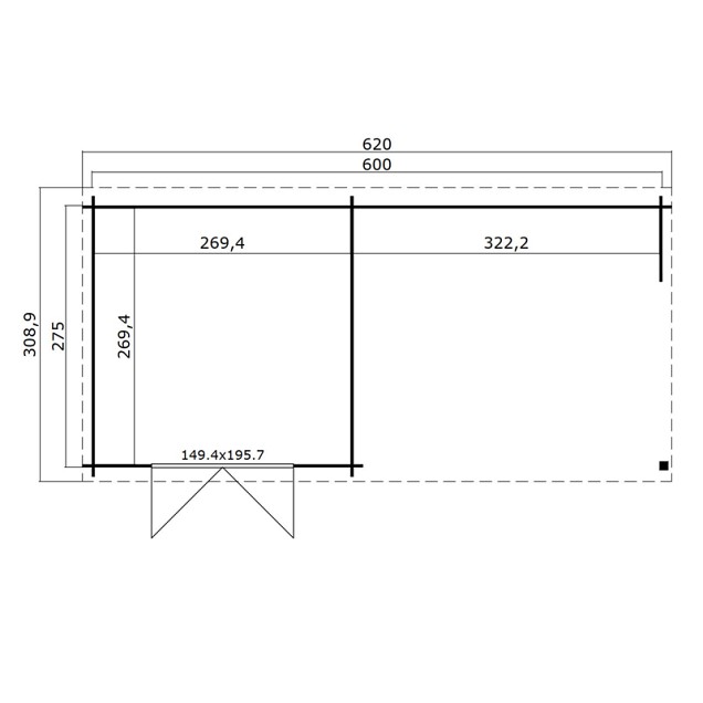 Blokhut Manuel 600x275 Platinum Grey-Wit