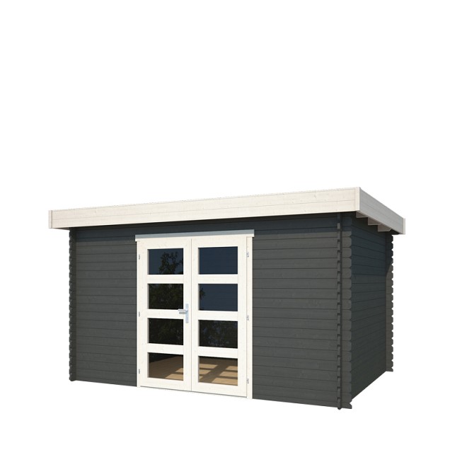 Blokhut Mikkel 380x275 Carbon Grey-Wit