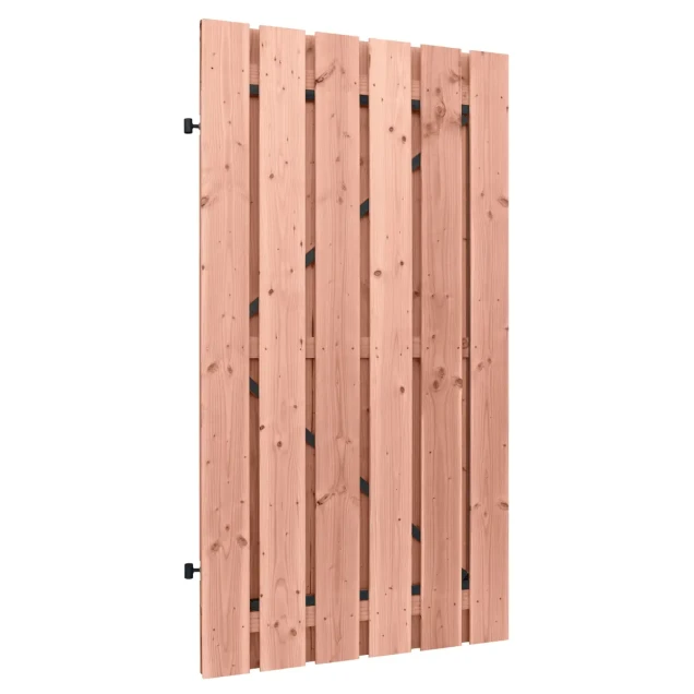 Douglas geschaafde plankendeur op zwart verstelbaar stalen frame, 16 mm, 100 x 190 cm, onbehandeld.