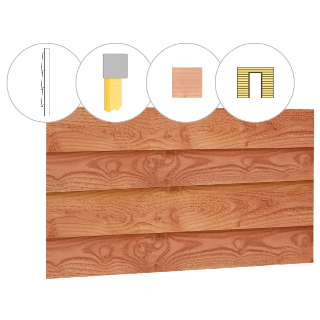 Zweeds rabat douglas enkelzijdige wand C. t.b.v. enkele deur. 278.5x224 cm onbehandeld