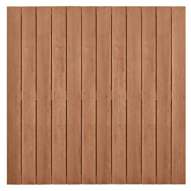 Hardhouten geschaafd plankenscherm design 28-planks 15 mm, recht verticaal, 180x180 cm.