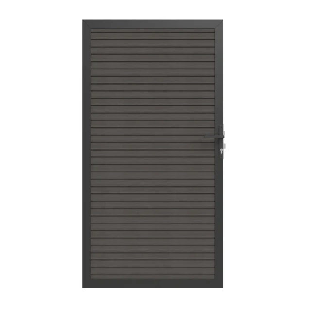 Newtechwood co-extrusie composiet deur in aluminium frame, horizontaal triple, 100x195 cm, silver gray.