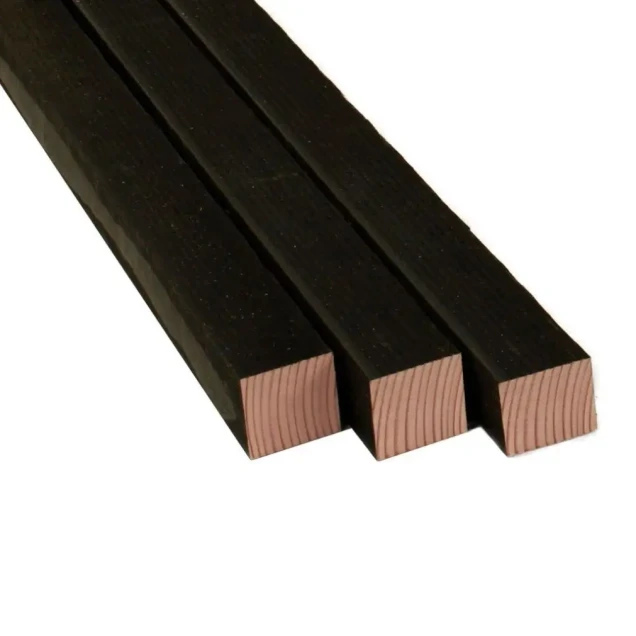 Douglas geschaafde paal 4,5 x 4,5 x 300cm, zwart gespoten