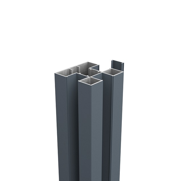 Boston alu H paal 75x75mm L-190 cm RAL7016 incl. alu afwerkingsprofiel 4x24 mm L-190cm