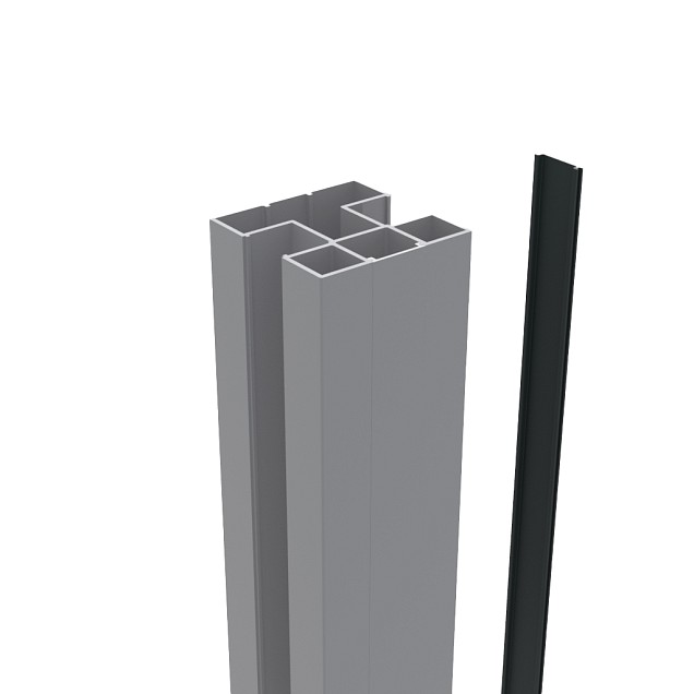 Boston alu Klikprofiel 6x24mm L-234cm RAL9005 tbv alu H paal L-234cm