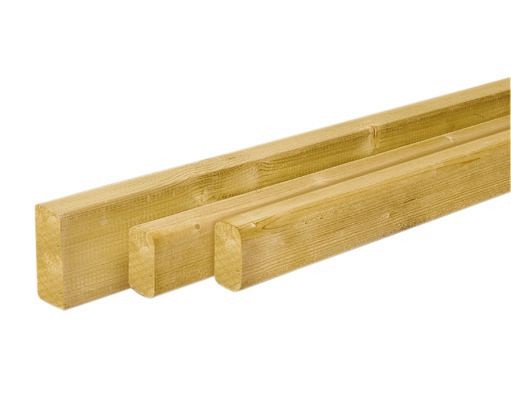 Scandinavisch vuren geschaafde bovenregel 3,8 x 10 x 450 cm, groen geïmpregneerd.