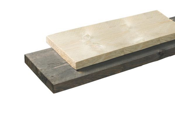 Midden-europees vuren steigerplank 2,9 x 19 x 500 cm, donkergrijs geïmpregneerd.