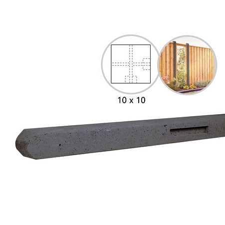 Betonpaal stampbeton 10 x 10 x 280 cm, antraciet hoekpaal t.b.v. recht scherm.