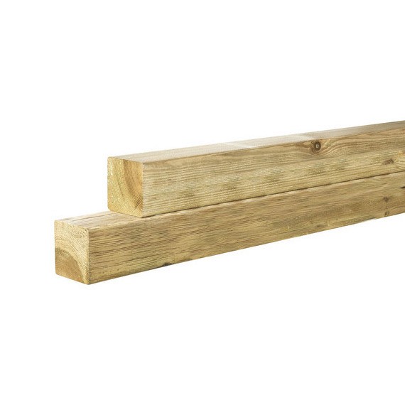 Midden-Europees vuren geschaafde paal 8,7 x 8,7 x 270 cm, groen geïmpregneerd.