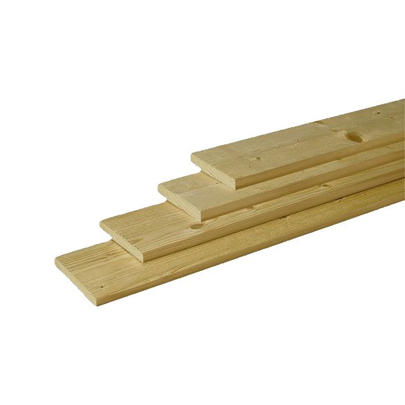 Midden-Europees vuren geschaafde plank 1,8 x 14,5 x 180 cm, groen geïmpregneerd.