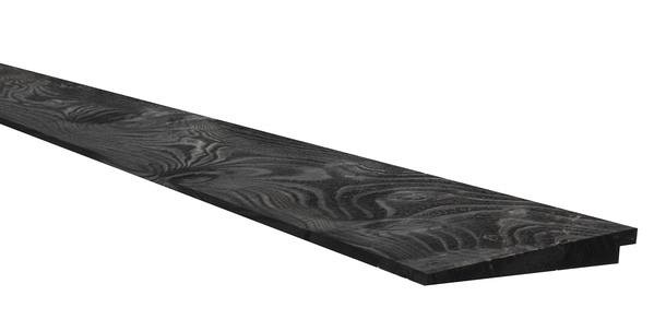 Vuren Zweeds rabat 1 zijde geschaafd. 1 zijde fijnbezaagd. 1.1-2.7x19.5x300 cm zwart gespoten