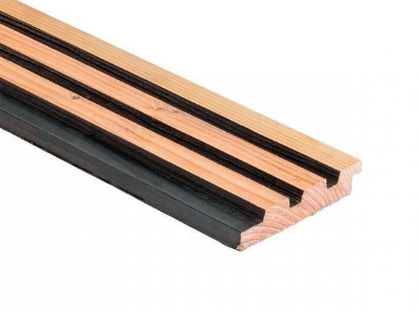 Douglas geschaafd triple profiel 2.5x14x300 cm zwart/onbehandeld