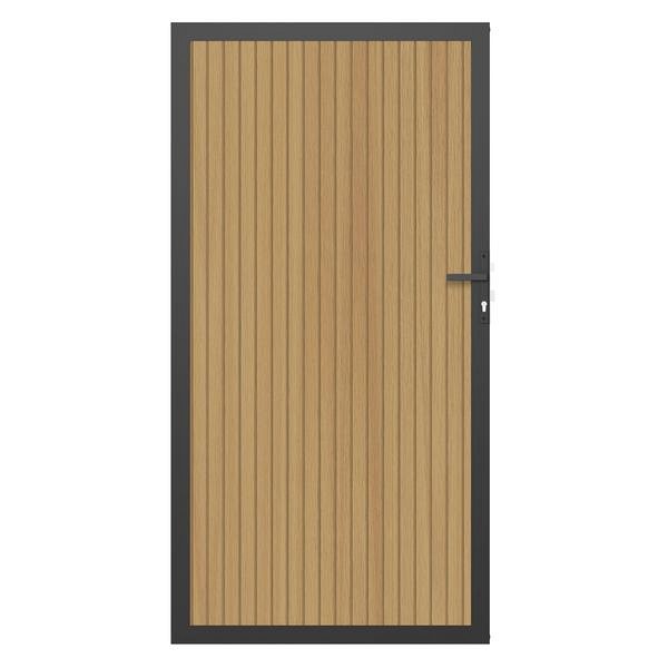 NewTechWood Co-extrusie composiet deur in aluminium frame, verticaal triple, 100 x 195 cm, Red Cedar.