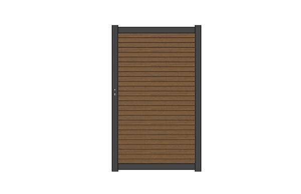 NewTechWood co-extrusie composiet deur Premium in aluminium frame, horizontaal triple, 97 x 186 cm, Teak.
