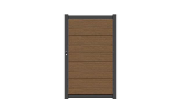 NewTechWood co-extrusie composiet deur Premium in aluminium frame, horizontaal, 97 x 186 cm, Teak.