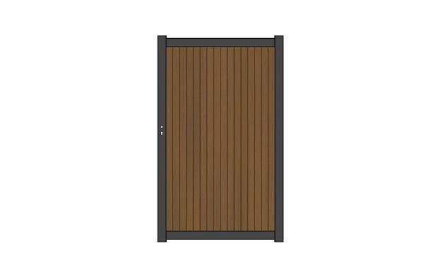 NewTechWood co-extrusie composiet deur Premium in aluminium frame, verticaal triple, 97 x 186 cm, Teak.
