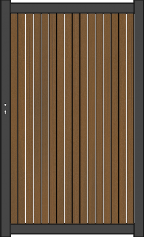 NewTechWood co-extrusie composiet deur Premium in aluminium frame, verticaal triple, 97 x 186 cm, Teak/zwart.