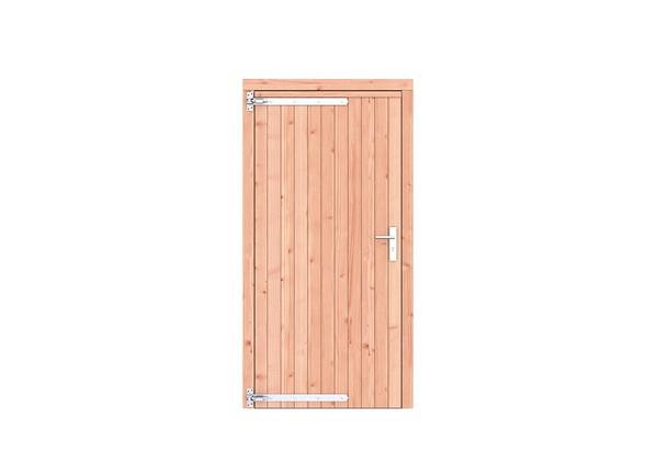 Douglas dichte enkele deur 108x209 cm, linksdraaiend, verzinkte hengen, RVS beslag, onbehandeld.